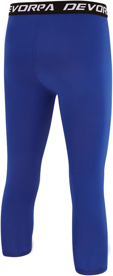DEVOROPA Boys Leggings Quick Dry Youth Compression Pants Sports Tights Basketball Base Layer34 Lengthroyal Bule