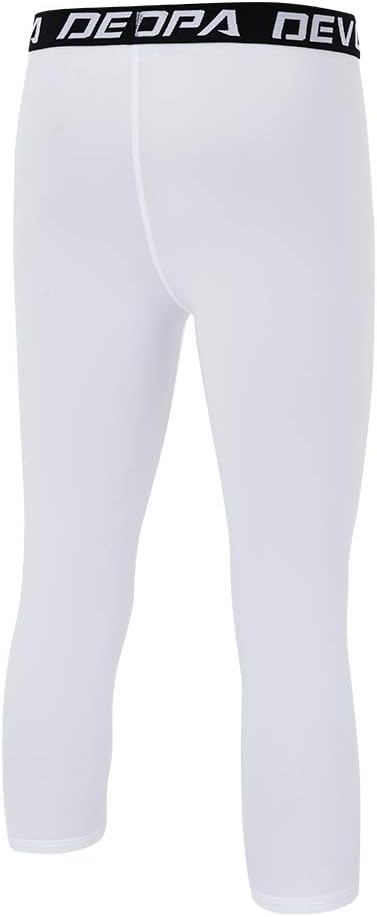 DEVOROPA Boys Leggings Quick Dry Youth Compression Pants Sports Tights Basketball Base Layer34 Lengthwhite