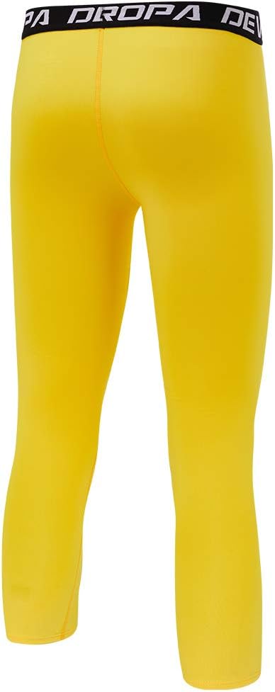 DEVOROPA Boys Leggings Quick Dry Youth Compression Pants Sports Tights Basketball Base Layer34 Lengthyellow