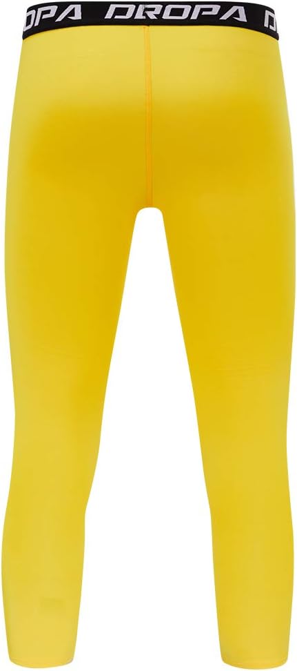 DEVOROPA Boys Leggings Quick Dry Youth Compression Pants Sports Tights Basketball Base Layer34 Lengthyellow