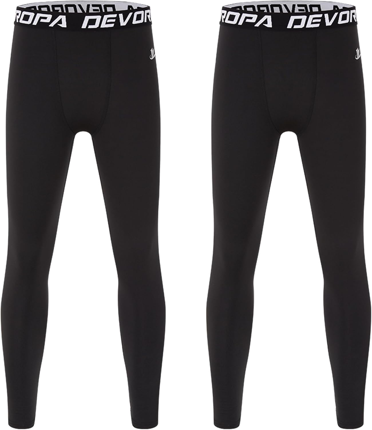 DEVOROPA Boys Leggings Quick Dry Youth Compression Pants Sports Tights Basketball Base LayerBlackBlack2pack