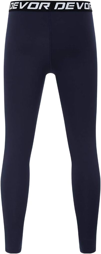 DEVOROPA Boys Leggings Quick Dry Youth Compression Pants Sports Tights Basketball Base LayerNavy
