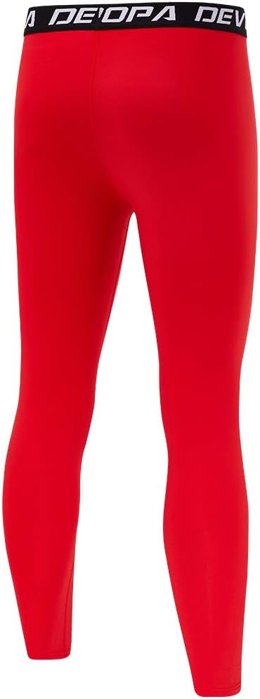 DEVOROPA Boys Leggings Quick Dry Youth Compression Pants Sports Tights Basketball Base LayerRed