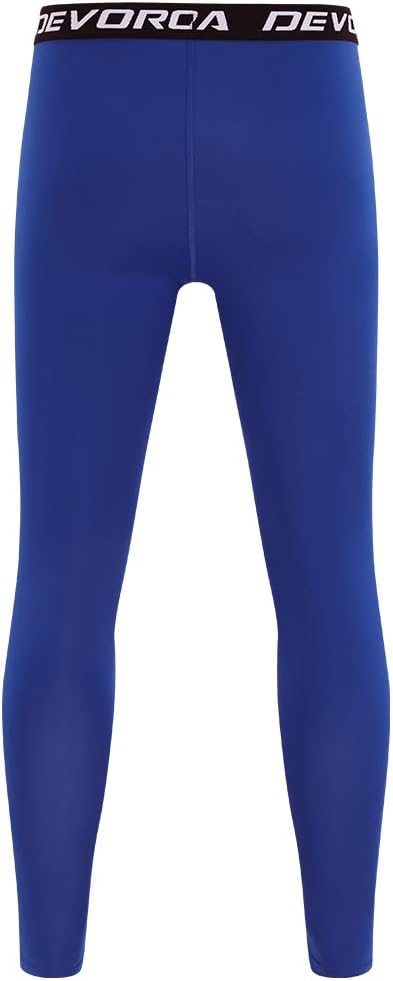 DEVOROPA Boys Leggings Quick Dry Youth Compression Pants Sports Tights Basketball Base LayerRoyal Blue