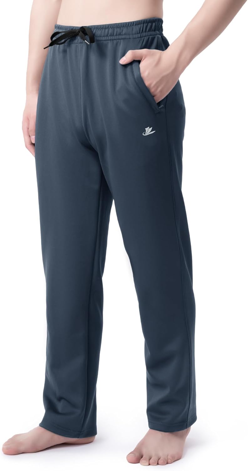 DEVOROPA Boys Sweatpants Open Bottom Water Resistant Youth Kids Track Athletic Running Pants Straight Leg Zipper PocketsCool Grey