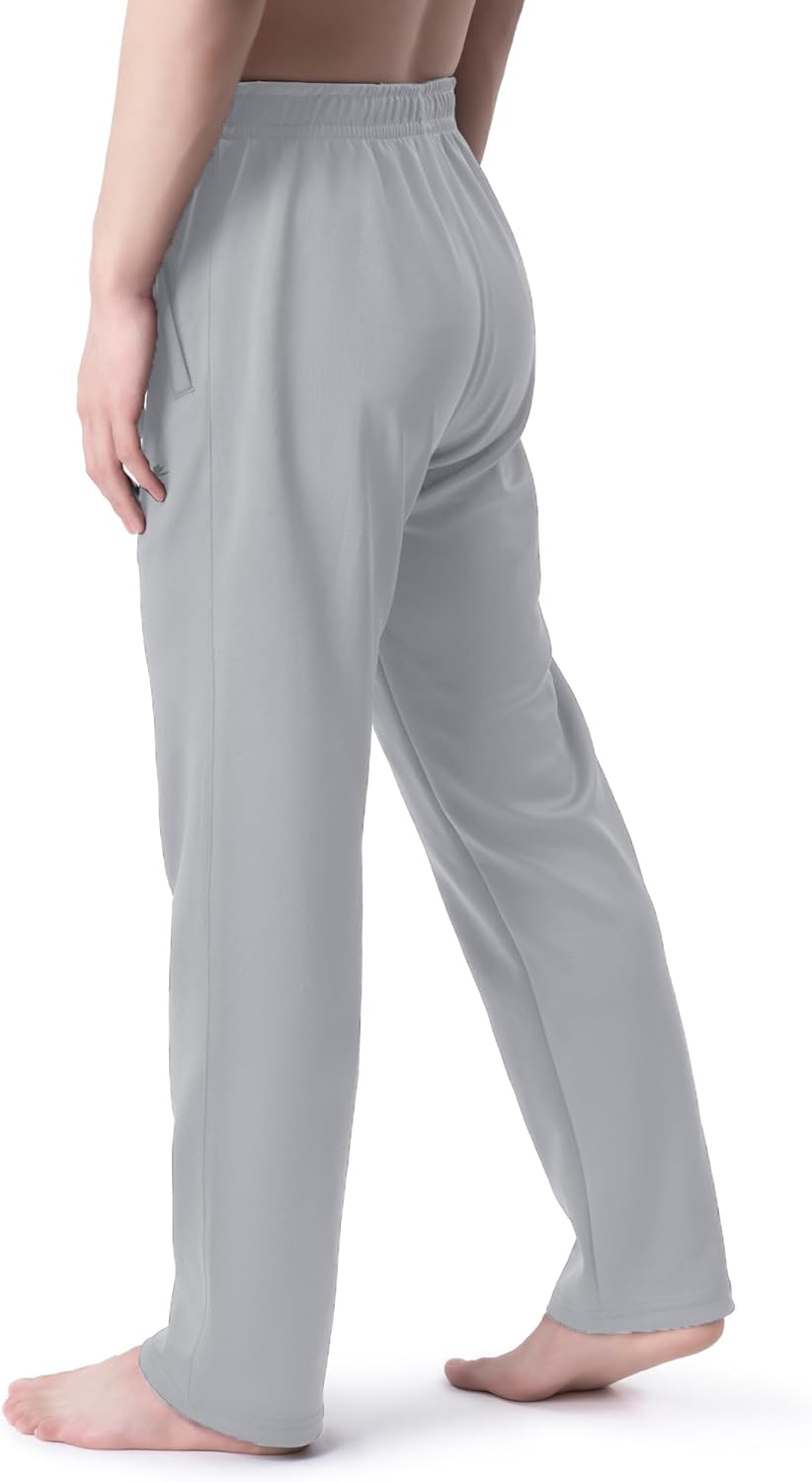 DEVOROPA Boys Sweatpants Open Bottom Water Resistant Youth Kids Track Athletic Running Pants Straight Leg Zipper PocketsLight Grey