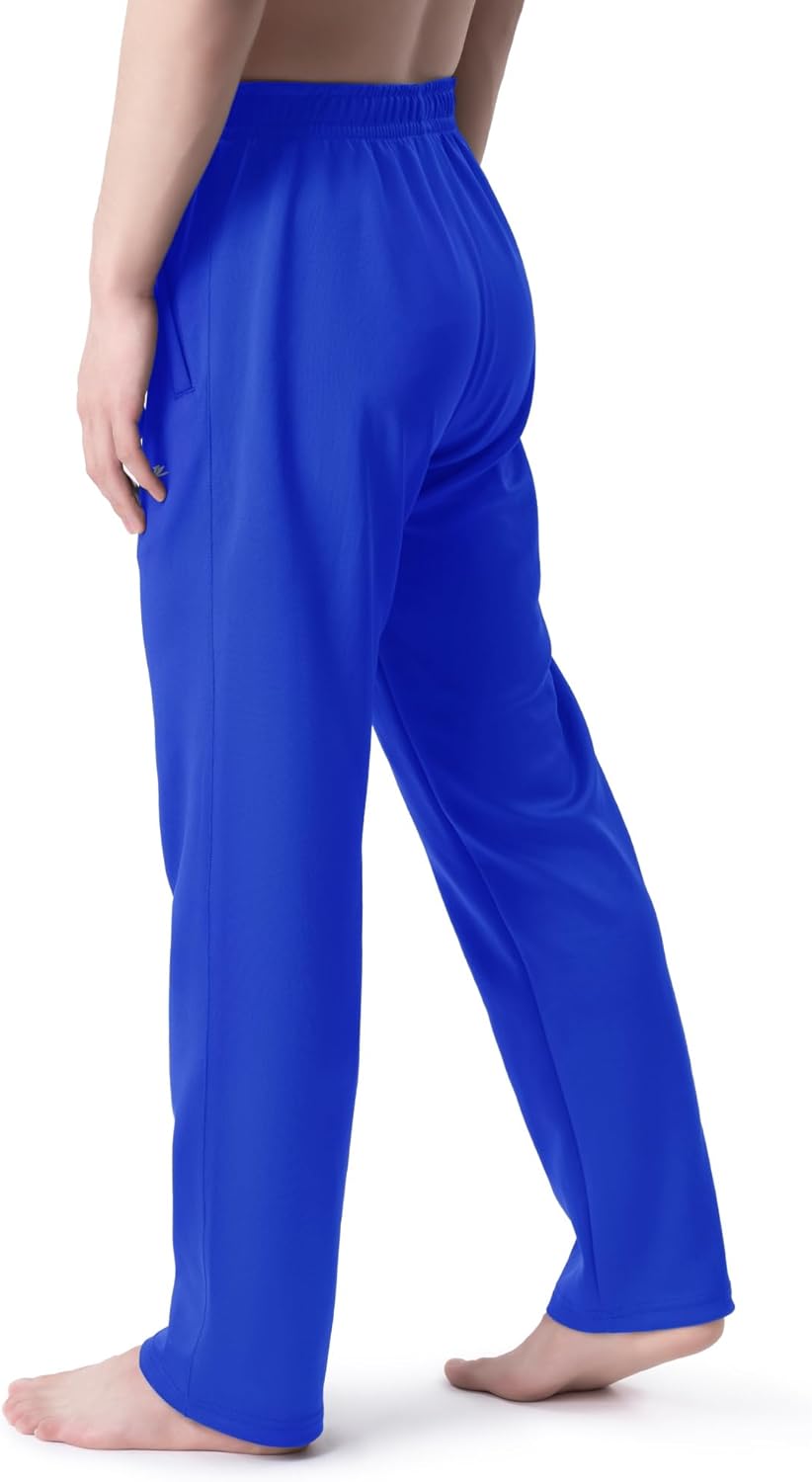 DEVOROPA Boys Sweatpants Open Bottom Water Resistant Youth Kids Track Athletic Running Pants Straight Leg Zipper PocketsRoyal Blue