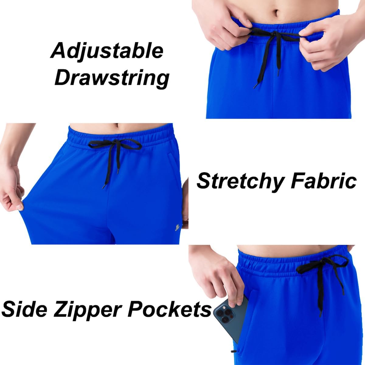 DEVOROPA Boys Sweatpants Open Bottom Water Resistant Youth Kids Track Athletic Running Pants Straight Leg Zipper PocketsRoyal Blue
