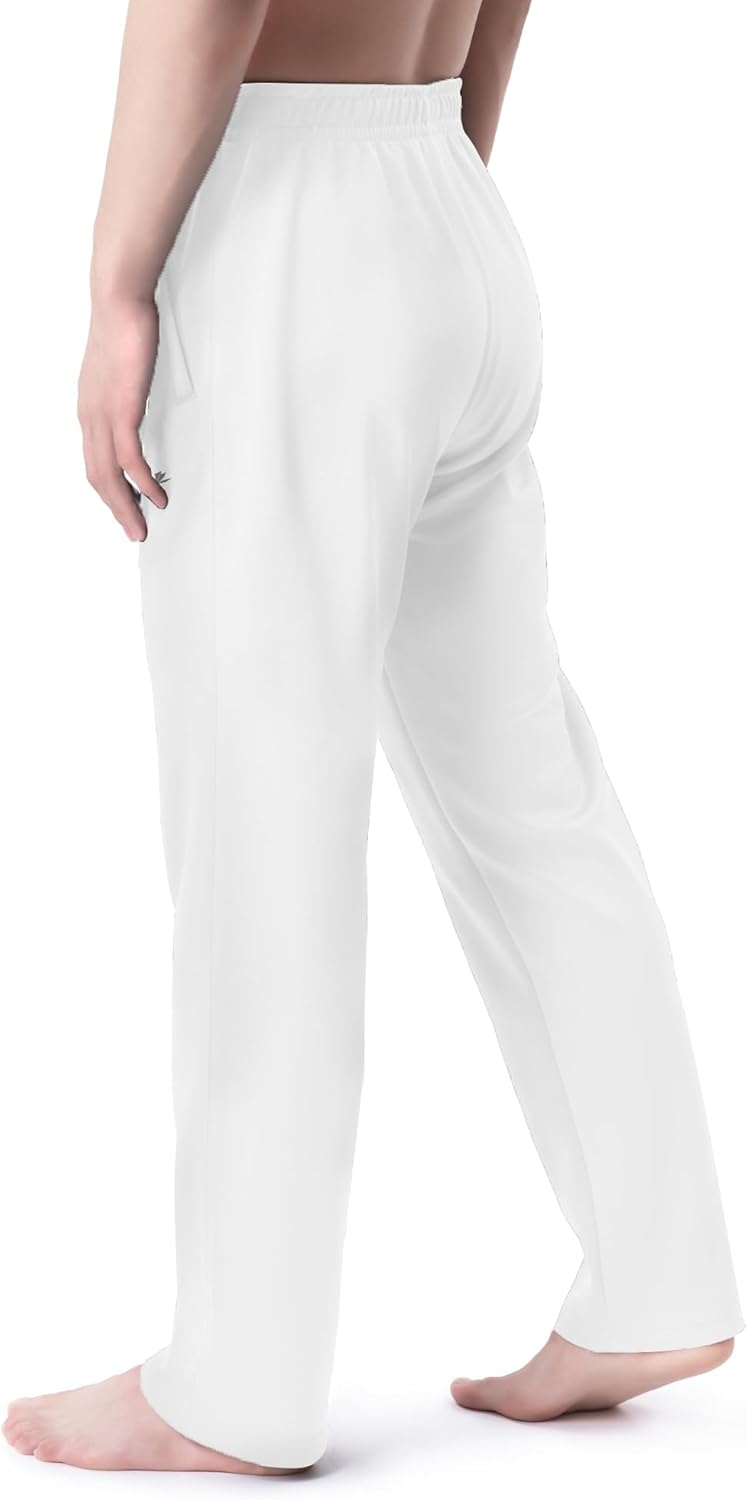DEVOROPA Boys Sweatpants Open Bottom Water Resistant Youth Kids Track Athletic Running Pants Straight Leg Zipper PocketsWhite