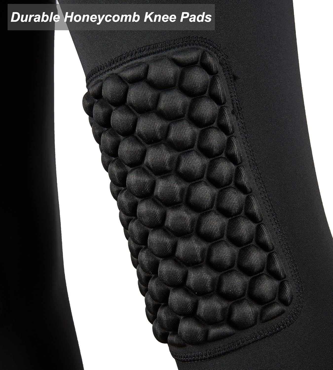 DEVOROPA Youth Boys Compression Pants with Knee Pads 34 Basketball Athletic Tights Quick Dry Sports Workout LeggingsBlackleft Long