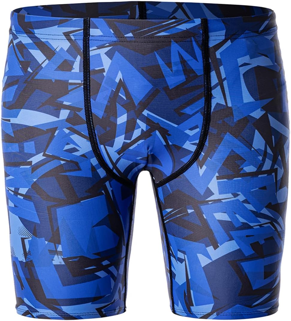 DEVOROPA Youth Boys Swim Shorts Square Leg Swimsuit Nylon Swimming Boxer Brief UPF 50Abstract B