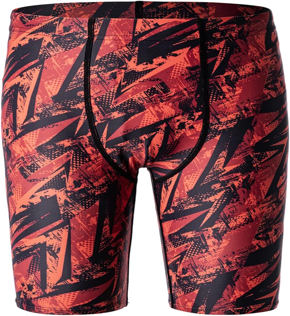 DEVOROPA Youth Boys Swim Shorts Square Leg Swimsuit Nylon Swimming Boxer Brief UPF 50Abstract C