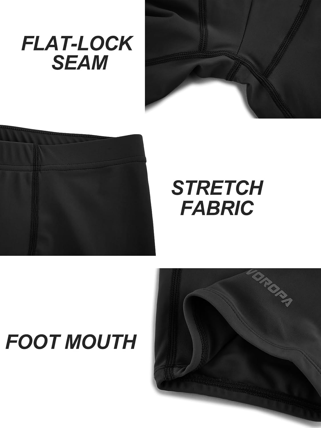 DEVOROPA Youth Boys Swim Shorts Square Leg Swimsuit Nylon Swimming Boxer Brief UPF 50Black