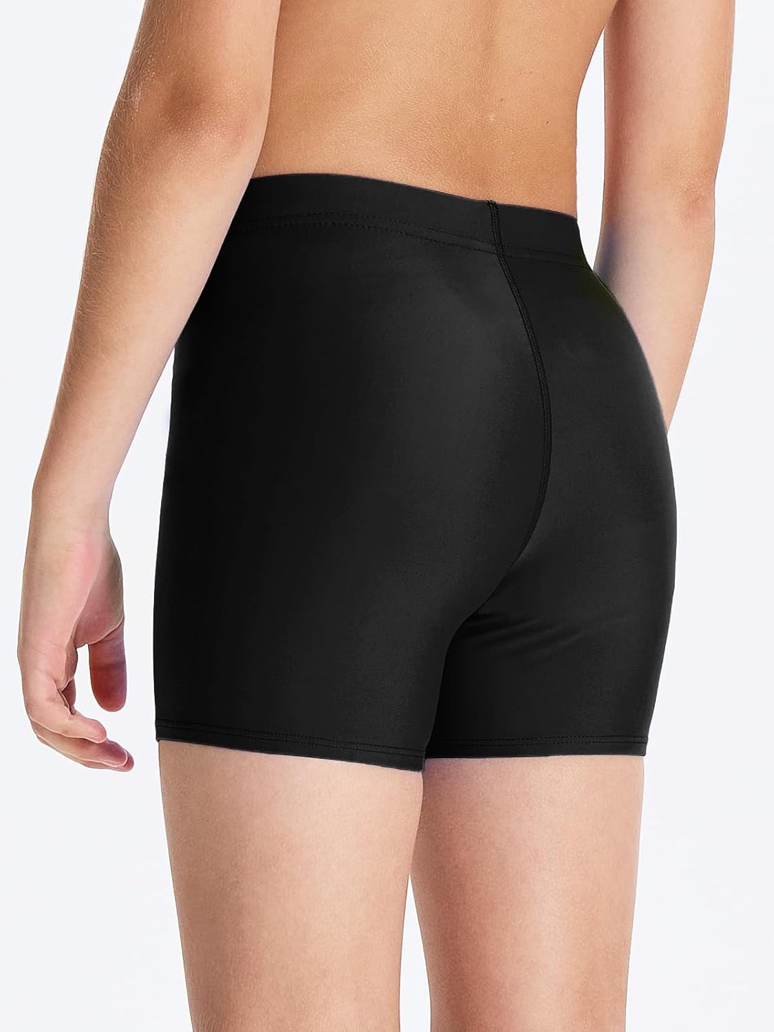 DEVOROPA Youth Boys Swim Shorts Square Leg Swimsuit Nylon Swimming Boxer Brief UPF 50Black