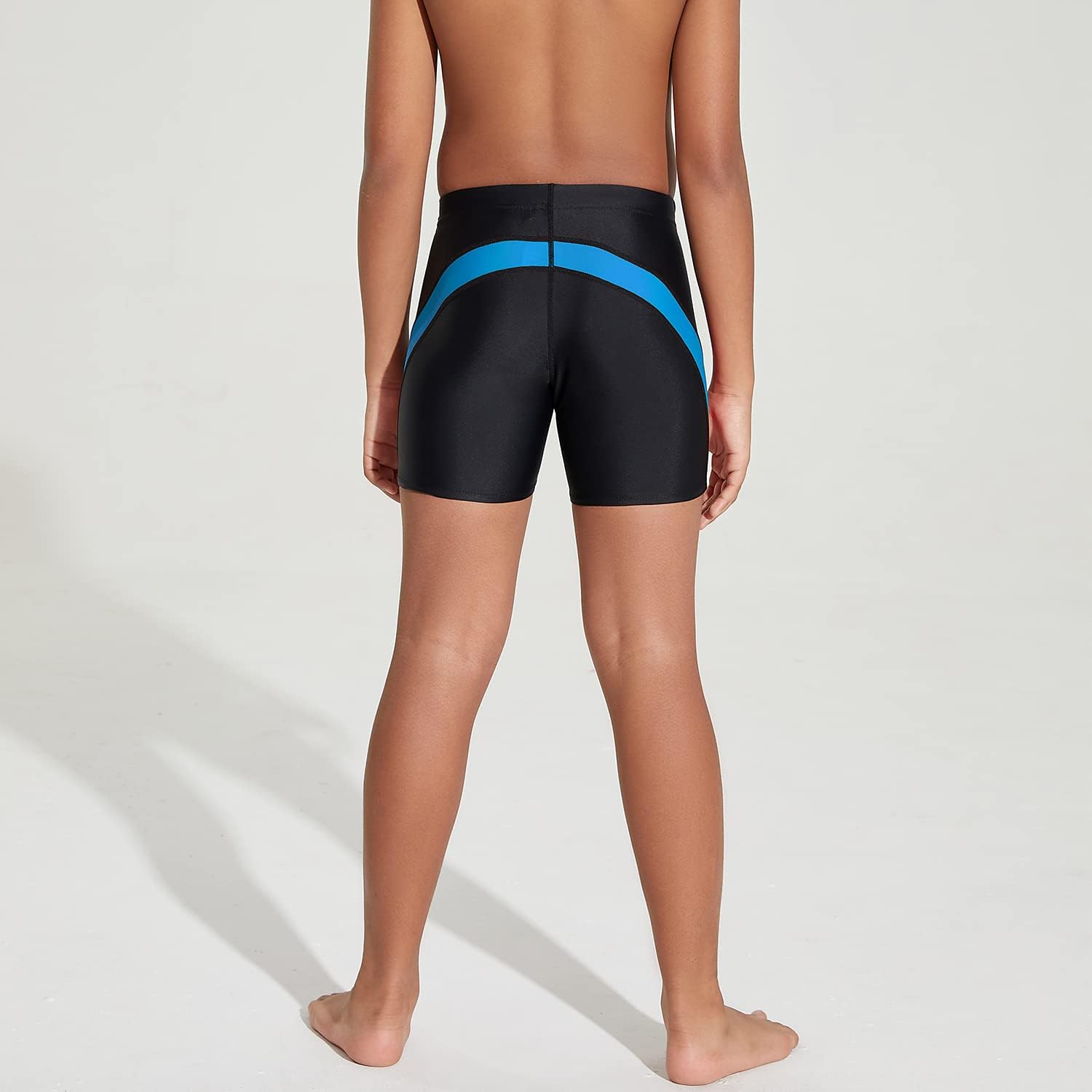 DEVOROPA Youth Boys Swim Shorts Square Leg Swimsuit Nylon Swimming Boxer Brief UPF 50BlackBlue
