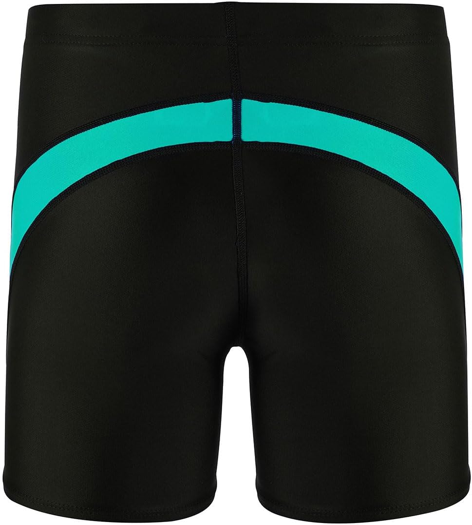 DEVOROPA Youth Boys Swim Shorts Square Leg Swimsuit Nylon Swimming Boxer Brief UPF 50BlackGreen