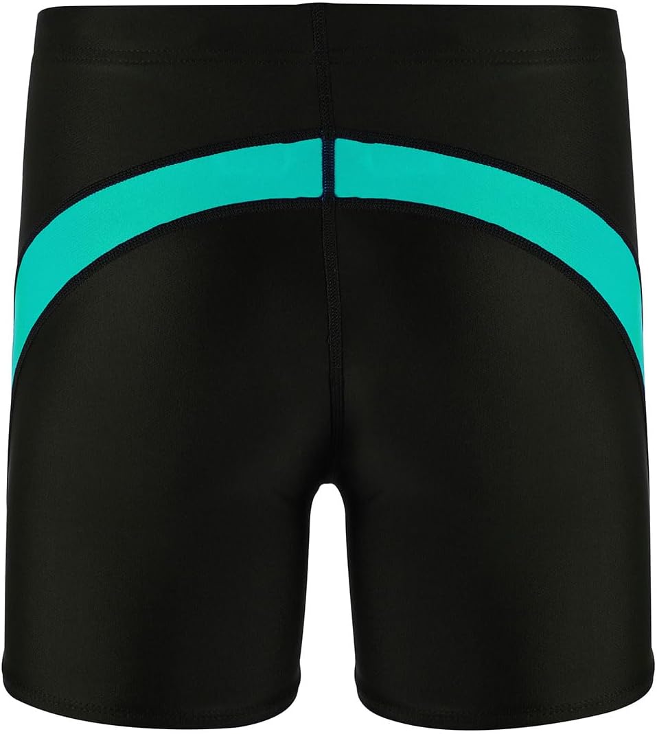 DEVOROPA Youth Boys Swim Shorts Square Leg Swimsuit Nylon Swimming Boxer Brief UPF 50BlackGreen