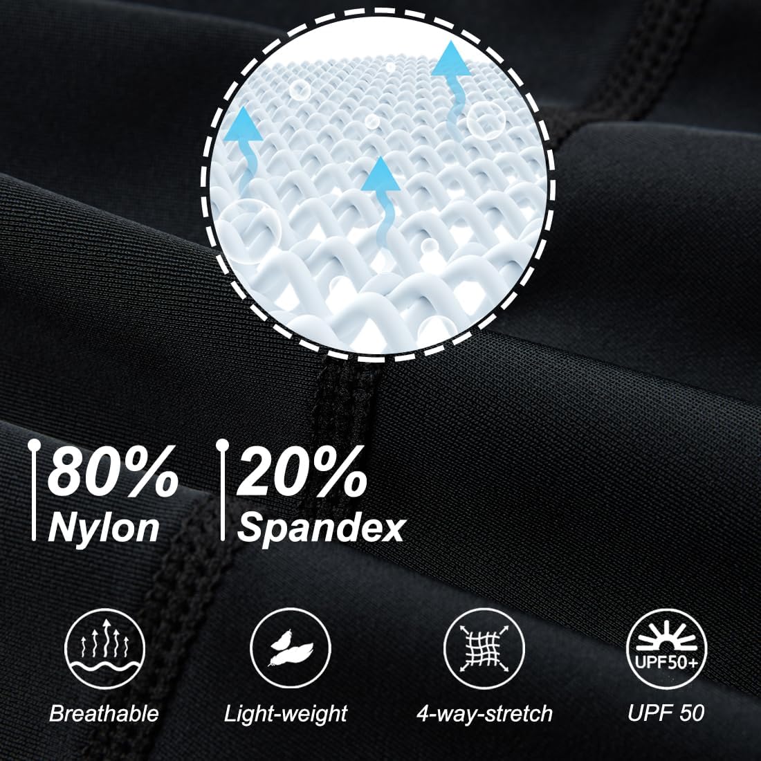 DEVOROPA Youth Boys Swim Shorts Square Leg Swimsuit Nylon Swimming Boxer Brief UPF 50BlackWave