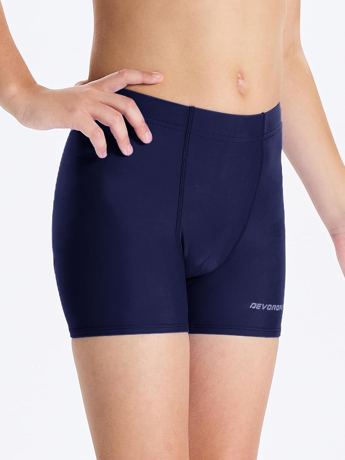 DEVOROPA Youth Boys Swim Shorts Square Leg Swimsuit Nylon Swimming Boxer Brief UPF 50Navy