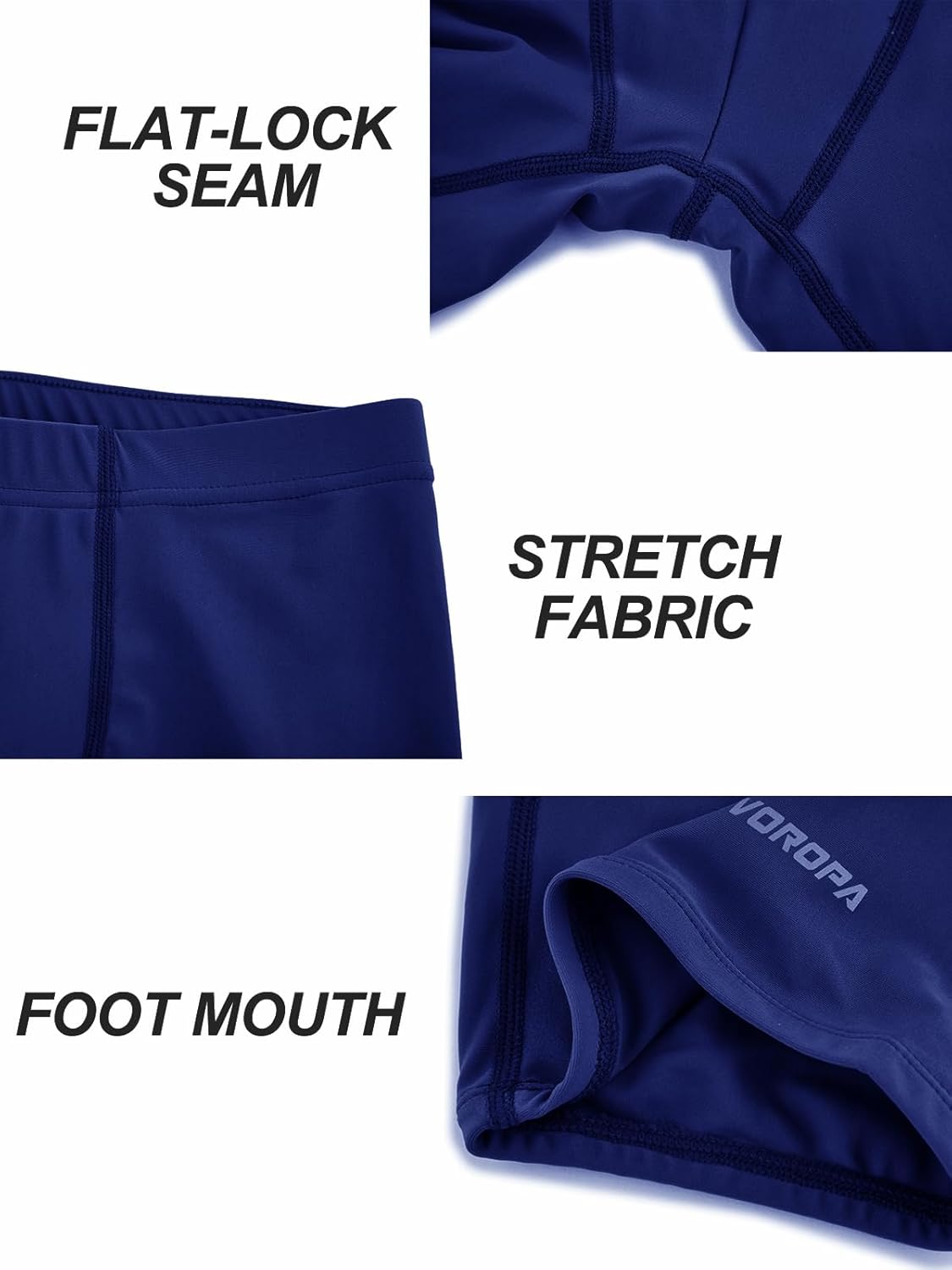 DEVOROPA Youth Boys Swim Shorts Square Leg Swimsuit Nylon Swimming Boxer Brief UPF 50Navy