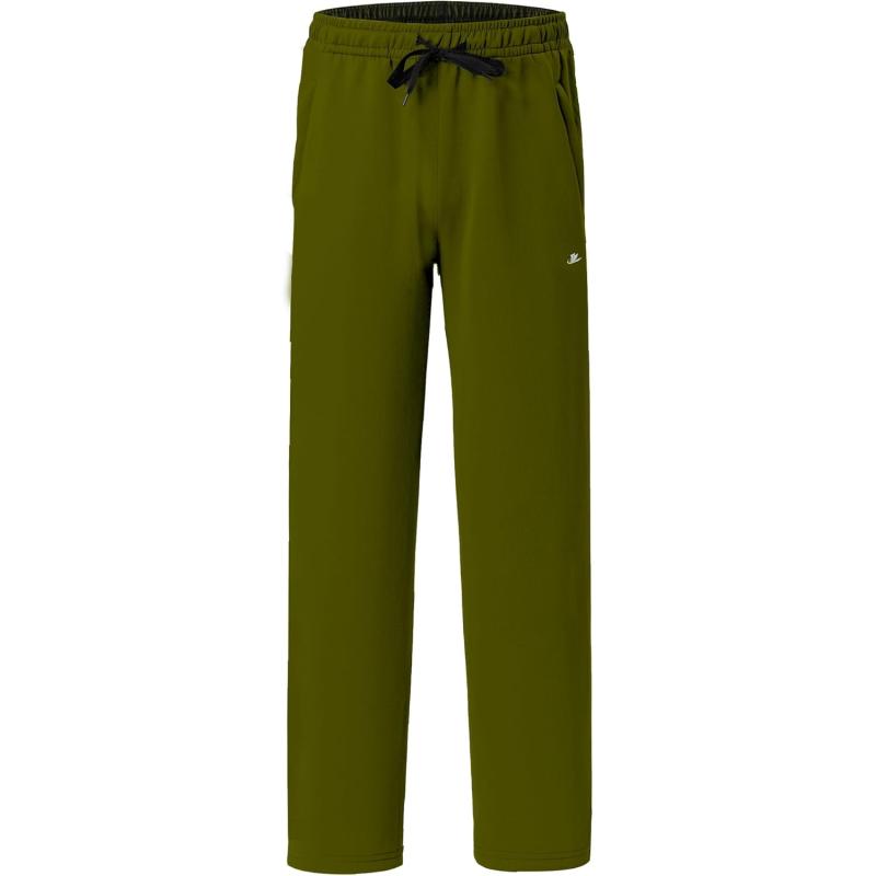 DEVOROPA Boys Sweatpants Open Bottom Water Resistant Youth Kids Track Athletic Running Pants Straight Leg Zipper PocketsArmy Green