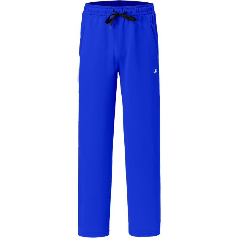 DEVOROPA Boys Sweatpants Open Bottom Water Resistant Youth Kids Track Athletic Running Pants Straight Leg Zipper PocketsRoyal Blue