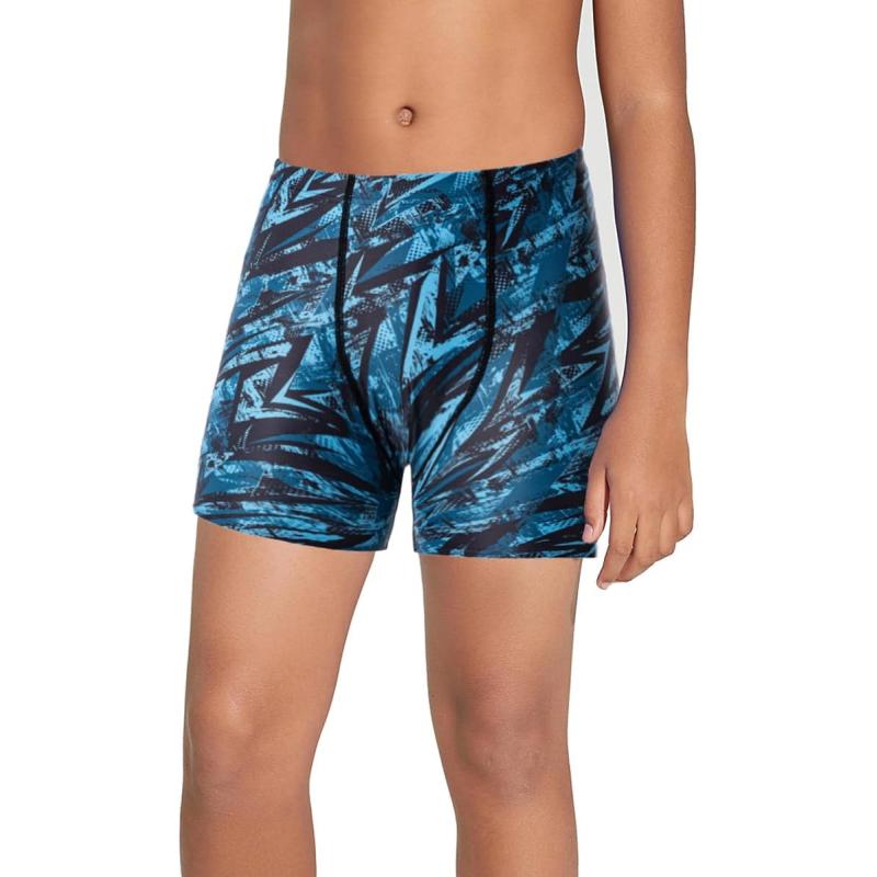 DEVOROPA Youth Boys Swim Shorts Square Leg Swimsuit Nylon Swimming Boxer Brief UPF 50Abstract D