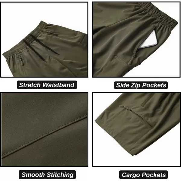 DEVOROPA Boys Athletic Shorts Lightweight Quick Dry Hiking Cargo Shorts with Zipper Pockets for Outdoor RunningArmy Green