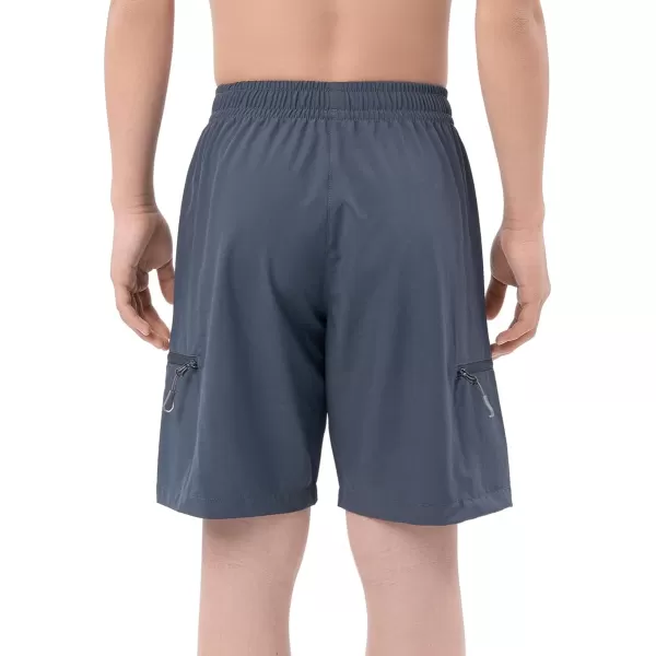 DEVOROPA Boys Athletic Shorts Lightweight Quick Dry Hiking Cargo Shorts with Zipper Pockets for Outdoor RunningCool Gray