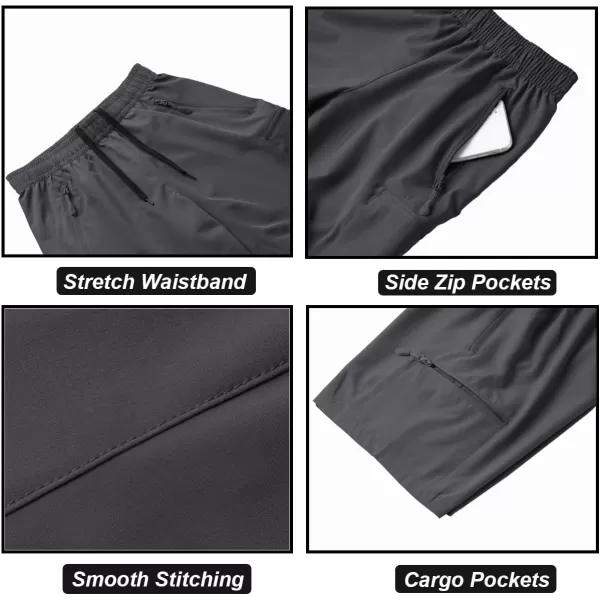 DEVOROPA Boys Athletic Shorts Lightweight Quick Dry Hiking Cargo Shorts with Zipper Pockets for Outdoor RunningDark Gray