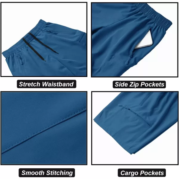 DEVOROPA Boys Athletic Shorts Lightweight Quick Dry Hiking Cargo Shorts with Zipper Pockets for Outdoor RunningGray Blue