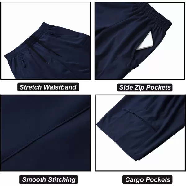 DEVOROPA Boys Athletic Shorts Lightweight Quick Dry Hiking Cargo Shorts with Zipper Pockets for Outdoor RunningNavy