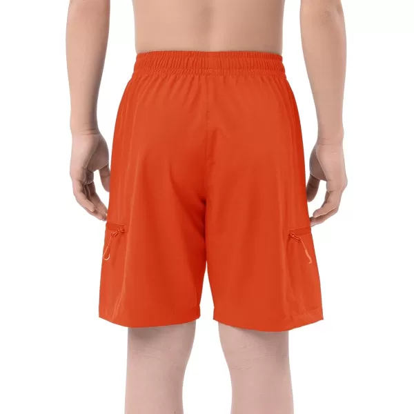 DEVOROPA Boys Athletic Shorts Lightweight Quick Dry Hiking Cargo Shorts with Zipper Pockets for Outdoor RunningOrange