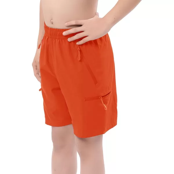 DEVOROPA Boys Athletic Shorts Lightweight Quick Dry Hiking Cargo Shorts with Zipper Pockets for Outdoor RunningOrange