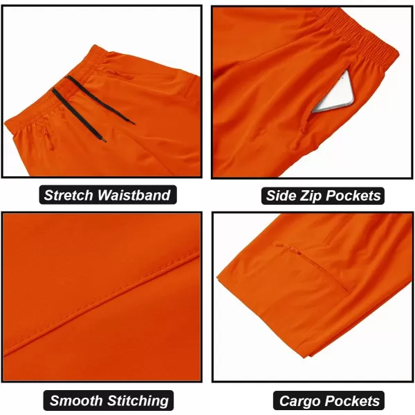 DEVOROPA Boys Athletic Shorts Lightweight Quick Dry Hiking Cargo Shorts with Zipper Pockets for Outdoor RunningOrange
