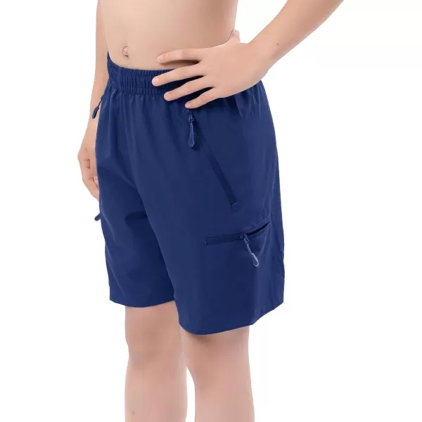 DEVOROPA Boys Athletic Shorts Lightweight Quick Dry Hiking Cargo Shorts with Zipper Pockets for Outdoor RunningRoyal Blue
