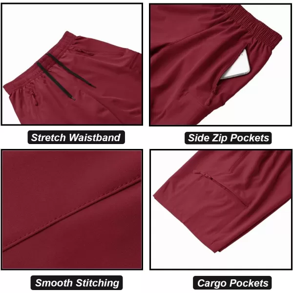 DEVOROPA Boys Athletic Shorts Lightweight Quick Dry Hiking Cargo Shorts with Zipper Pockets for Outdoor RunningWine Red