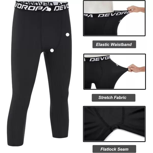 DEVOROPA Boys Leggings Quick Dry Youth Compression Pants Sports Tights Basketball Base Layer34 BlackBlack2pack