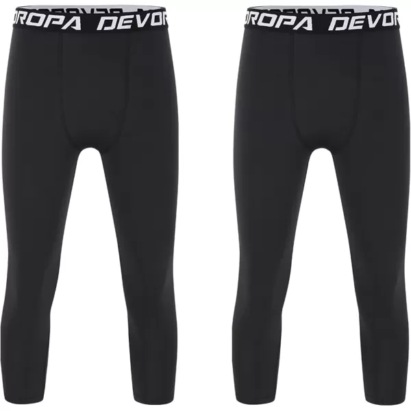 DEVOROPA Boys Leggings Quick Dry Youth Compression Pants Sports Tights Basketball Base Layer34 BlackBlack2pack