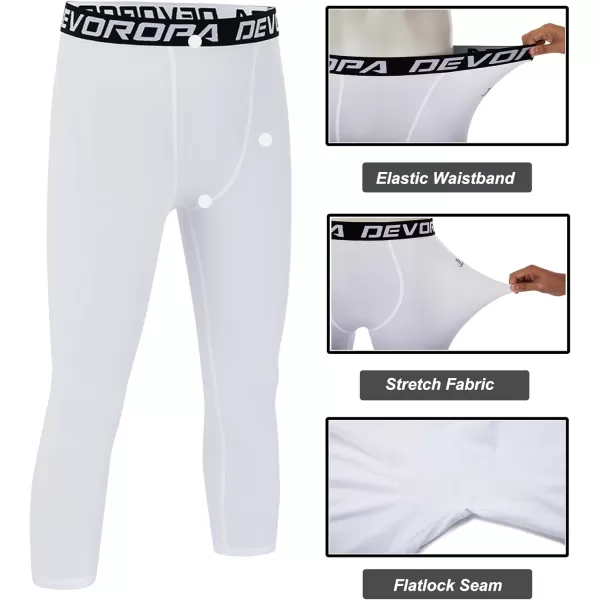 DEVOROPA Boys Leggings Quick Dry Youth Compression Pants Sports Tights Basketball Base Layer34 BlackWhite2pack