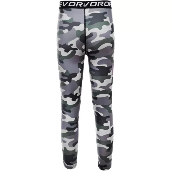 DEVOROPA Boys Leggings Quick Dry Youth Compression Pants Sports Tights Basketball Base Layer34 Camo