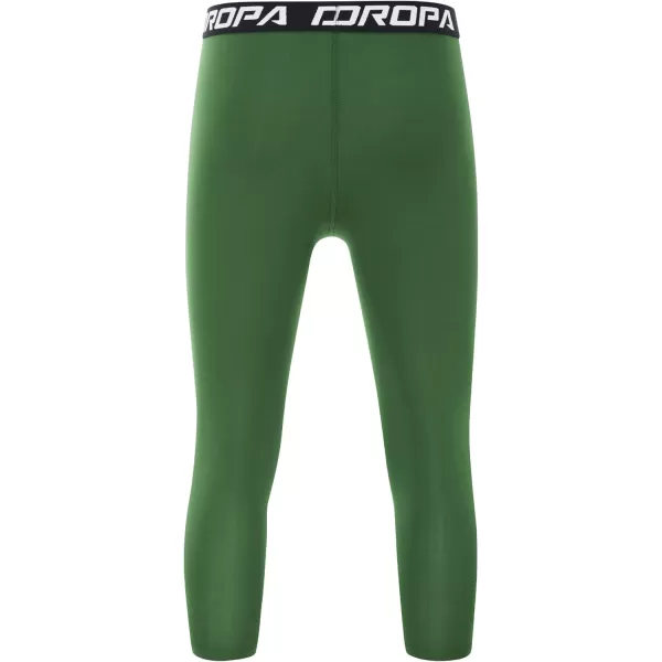 DEVOROPA Boys Leggings Quick Dry Youth Compression Pants Sports Tights Basketball Base Layer34 Green