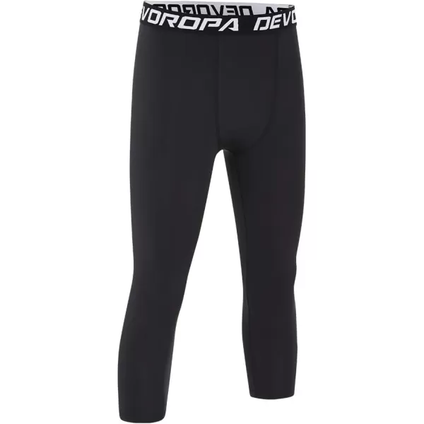 DEVOROPA Boys Leggings Quick Dry Youth Compression Pants Sports Tights Basketball Base Layer34 Lengthblack