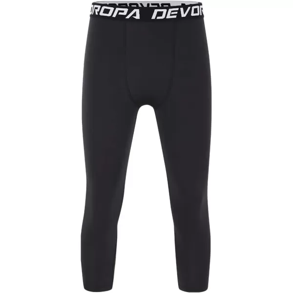 DEVOROPA Boys Leggings Quick Dry Youth Compression Pants Sports Tights Basketball Base Layer34 Lengthblack