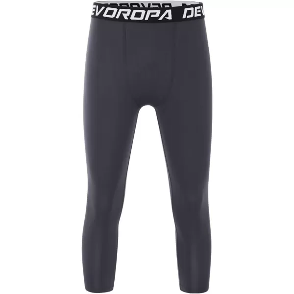 DEVOROPA Boys Leggings Quick Dry Youth Compression Pants Sports Tights Basketball Base Layer34 Lengthgray