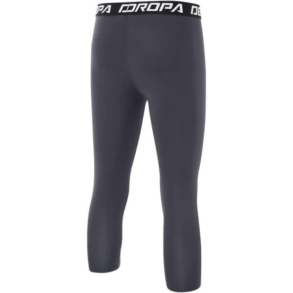 DEVOROPA Boys Leggings Quick Dry Youth Compression Pants Sports Tights Basketball Base Layer34 Lengthgray