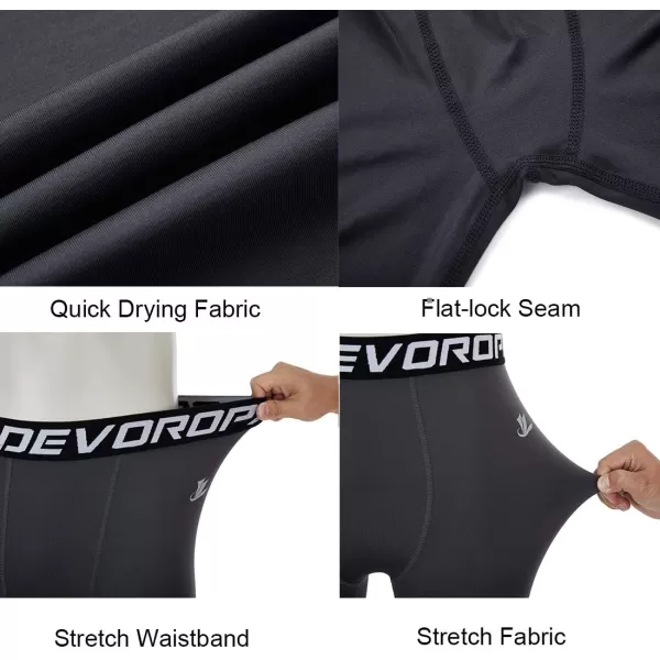 DEVOROPA Boys Leggings Quick Dry Youth Compression Pants Sports Tights Basketball Base Layer34 Lengthgray