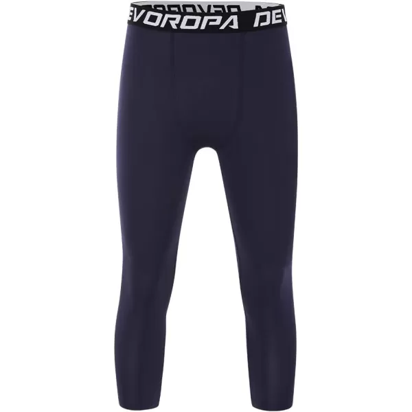 DEVOROPA Boys Leggings Quick Dry Youth Compression Pants Sports Tights Basketball Base Layer34 Lengthnavy