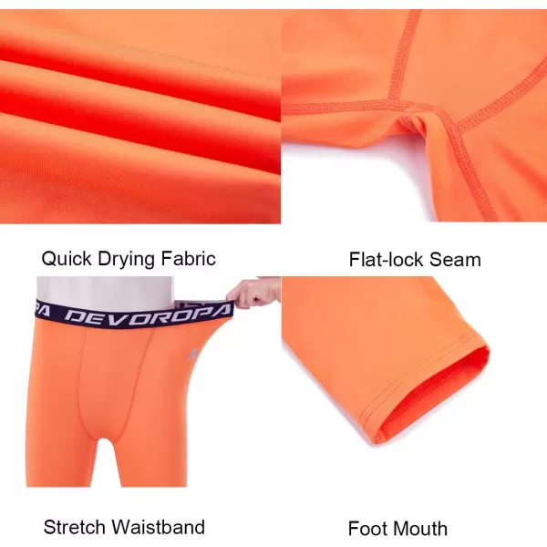 DEVOROPA Boys Leggings Quick Dry Youth Compression Pants Sports Tights Basketball Base Layer34 Lengthorange