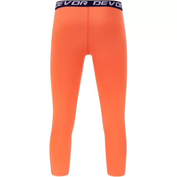 DEVOROPA Boys Leggings Quick Dry Youth Compression Pants Sports Tights Basketball Base Layer34 Lengthorange